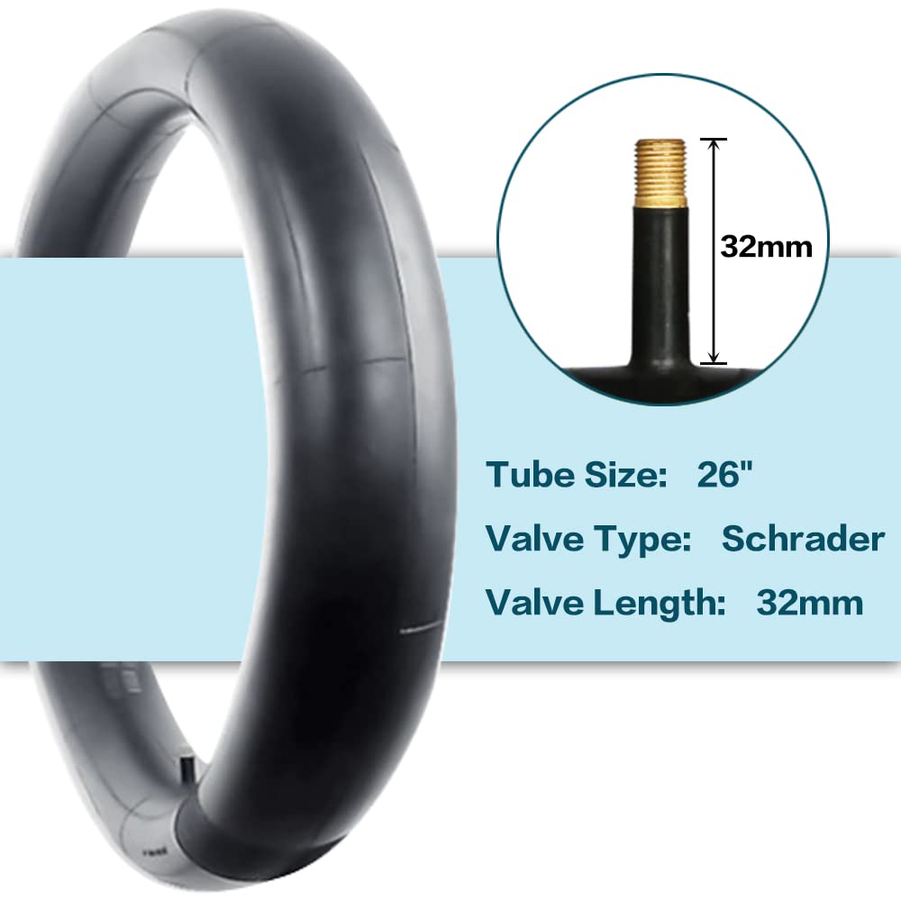 Pair of 26 Inch Fat Tyre Inner Tubes 26 x 4.0 Inch AV32mm Schrader Valve Compatible with 26x4.0 Electric Bike Mountain Bicycle Fat Tyre Bike Tubes - Image 2