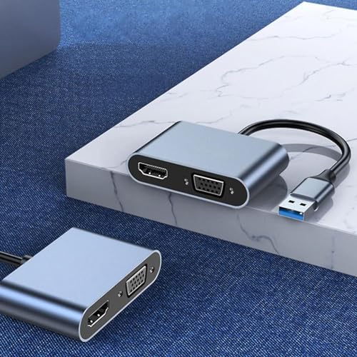 Image of USB 2.0 to HDMI VGA Adapter I USB to VGA HDMI Adapter for 2 Monitors, 1920 * 1080P@60HZ Full HD Display Video Converter Comaptible with Windows 7 /8 /10 and Mac OS Systems