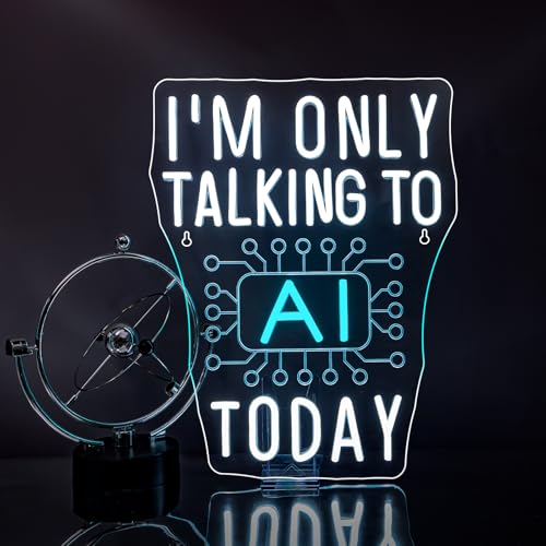 Image of I'm Only Talking to AI Today Neon Signs for Wall Decor Futuristic Tech-Inspired Neon Light USB Powered Dimmable LED Light up Signs Perfect for Offices Gamers, Coders and AI Enthusiasts
