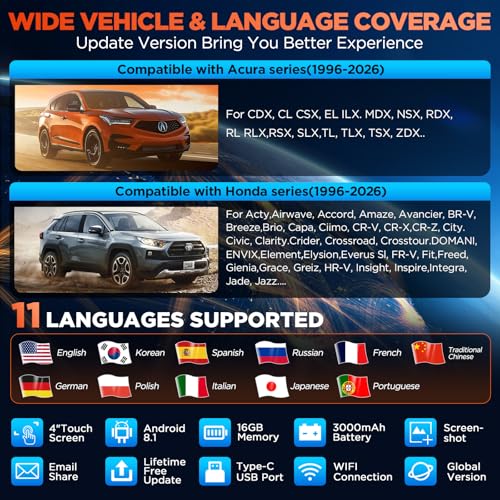 Image of LAUNCH Creader Elite 2.0 OBD2 Scanner, Full System Bi-Directional Diagnostic Scan Tool, All Service Code Reader, Full OBD2 Scanner, AUTO VIN, ECU Code, Lifetime Free Update (Fit for Honda 2.0 Version)