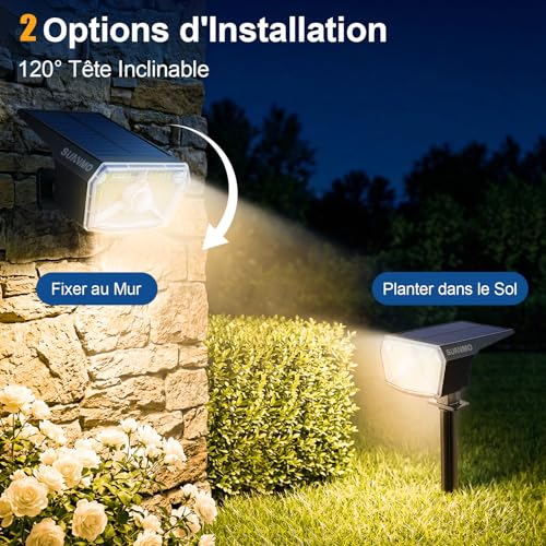 Lampe solaire extérieur 104LED étanche avec 3 modes d'éclairage intelligents