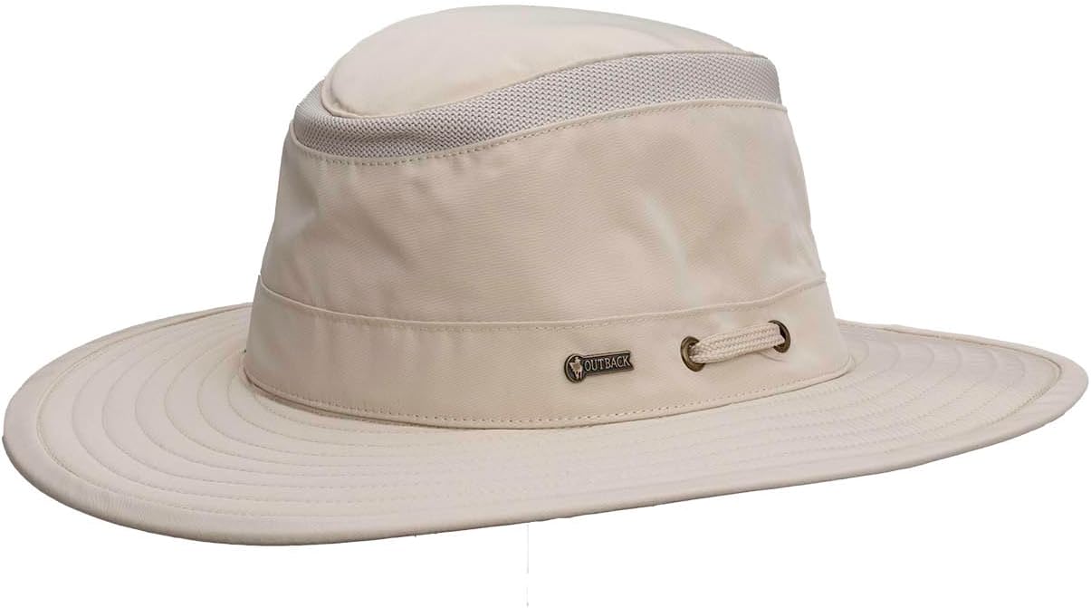 Outback Trading 14854 Unisex Rocky River UPF 50 Rating 4" Crown Water-Resistant Poly-Cotton Outdoor Sun Hat with Chin Cord