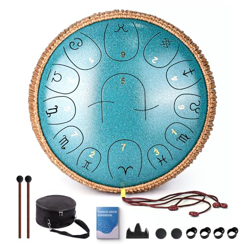 Steel Tongue Drum 12 Inch 13 Notes, C Major 440 Hz Handpan Drum for Adults, Kids, and Beginners...