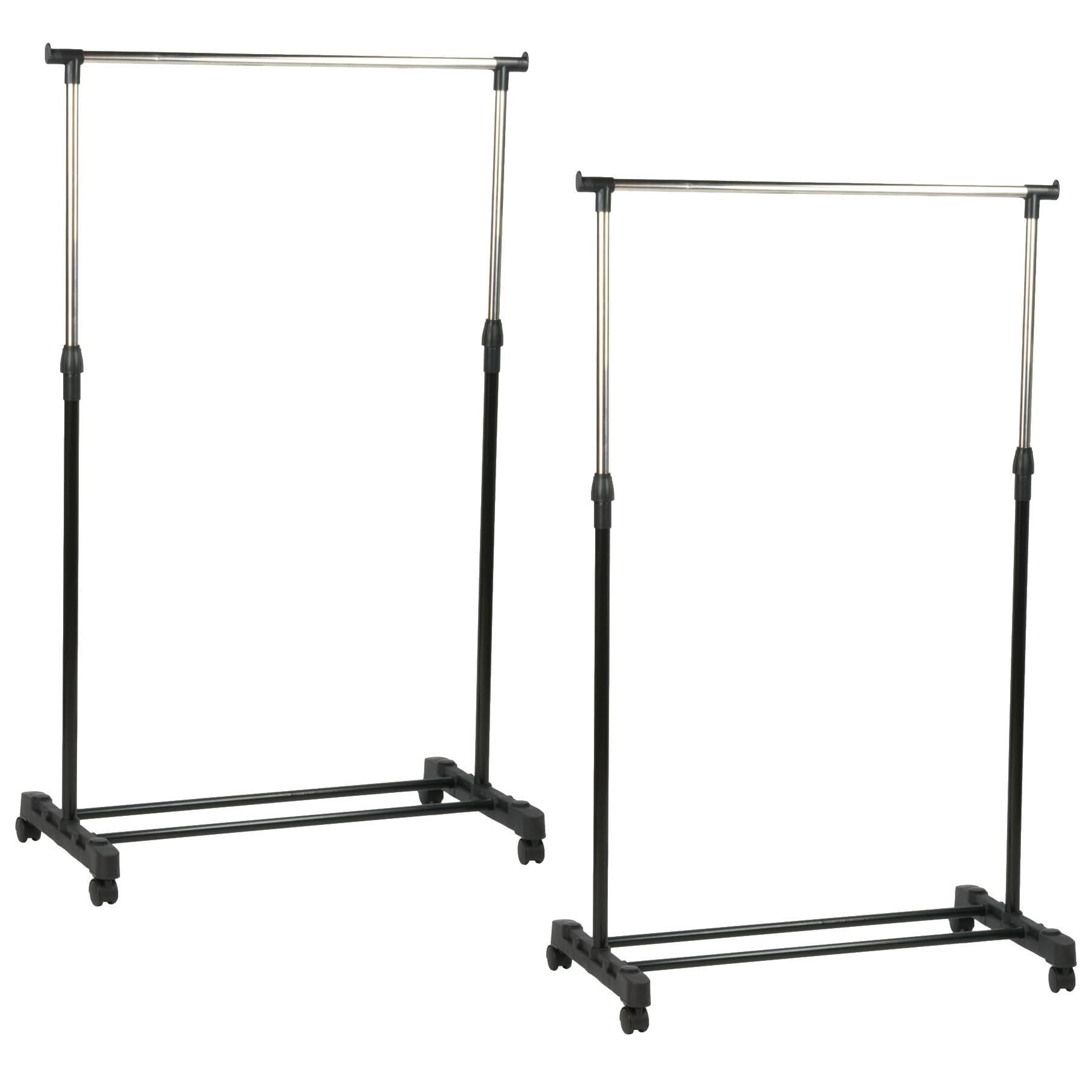 2 PACK ADJUSTABLE CLOTHES RAIL PORTABLE RACK HANGING DISPLAY WARDROBE ORGANISER