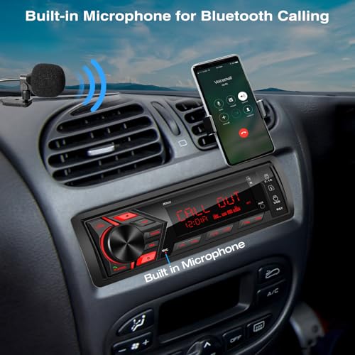 Bluetooth Car Stereo Marine Radio: Single Din LCD Display Audio System - Indash Multimedia MP3 Player with FM AM Receiver Dual USB SD AUX-in 2.1A Quick Charge APP Control