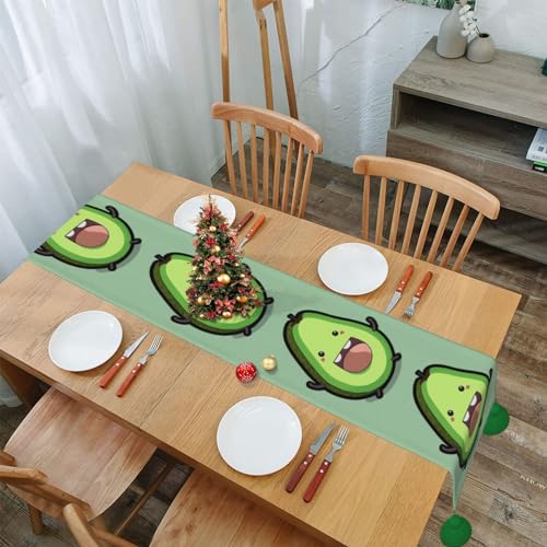 Chemin de table avocat rustique à franges de 152 cm pour table de Noël - 2