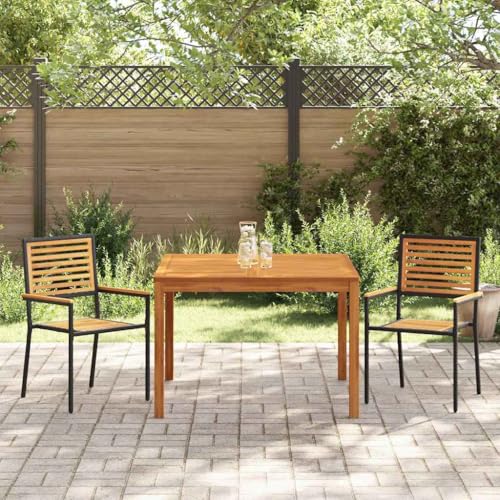 Ensemble repas extérieur gain de place avec chaises empilables noires