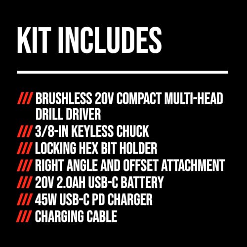 SKIL Brushless 20V Compact Multi-Head Drill Driver Kit Including 2.0 Ah USB-C Battery & PD Charger-QD6293B-10 thumbnail 7