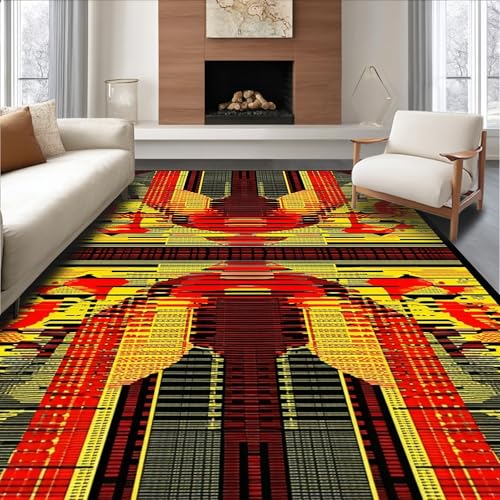 ODIKA Flatwoven High Traffic Area Rug 5x7, Stunning Stable Motif