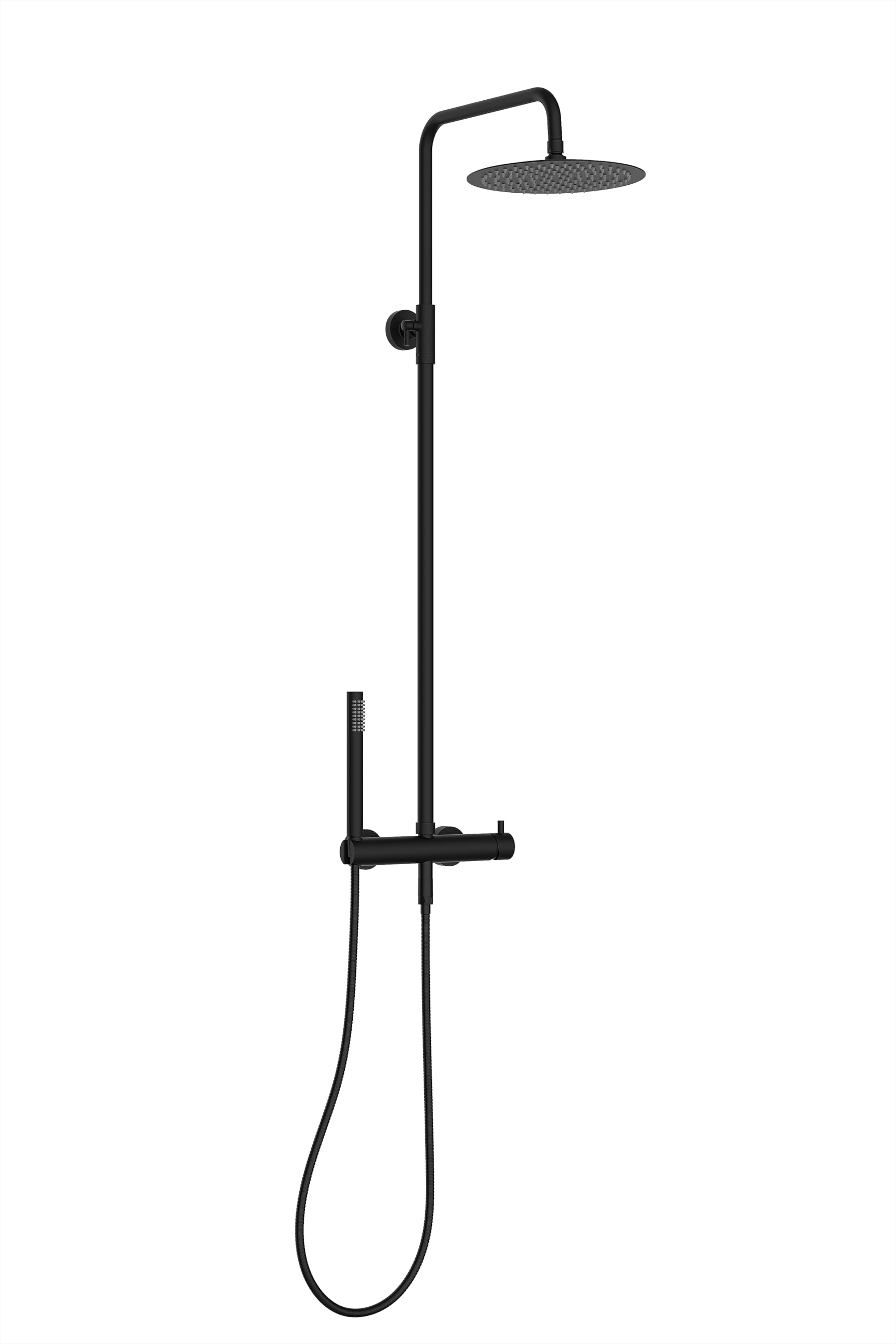 Marwell Juego de ducha Classico, color negro, 88-118 x 20 cm, barra de ducha ajustable, ducha de lluvia, ducha de mano con manguera