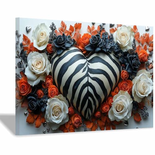 Toile murale zèbre et fleurs BOHUO 40x60cm encadrée pour décoration