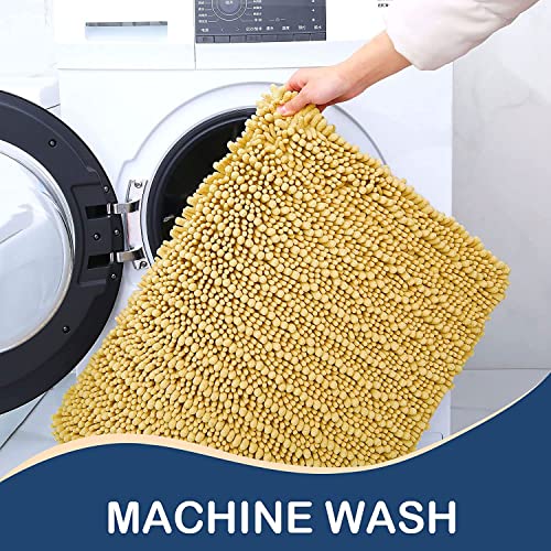 Arotive Luxury Chenille Bathroom Rug Mat, Extra Soft Thick Absorbent Shaggy Bath Rugs, Non-Slip Machine Wash Dry Plush Bath Mats For Bathroom, Shower, And Tub (24"X16", Yellow) #TOP5