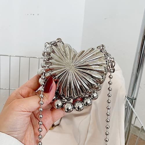 Image of GOKTOW Mini Y2k Silver Purse Mini Evening Bag for Women Fashion Metallic Handbag Body Satchel Shoulder Bag Crossbody Purse