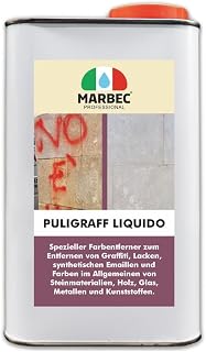 MARBEC PULI GRAFF LIQUIDO 1LT Farbentferner zum Entfernen von Graffiti, Lacken, Kunstharzlacken und Farben auf Steinmaterialien, Holz, Glas, Metall und Kunststoff.