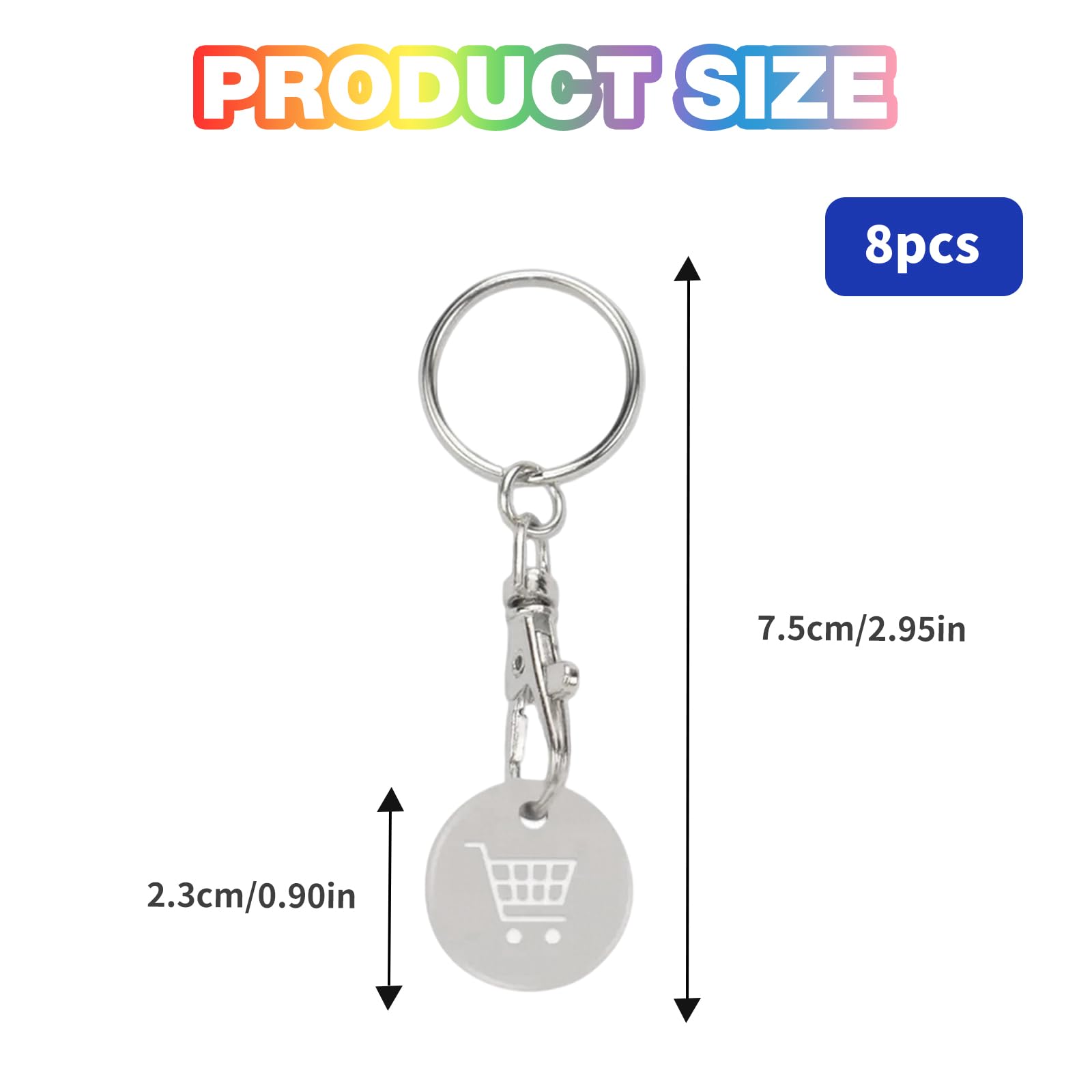 8 Pack Shopping Cart Tokens Keyring - Supermarket Cart Coins with Pound Replacement, Color - Image 2
