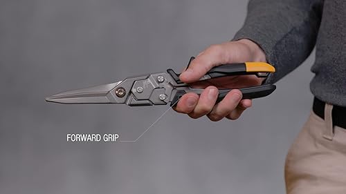 Miniatura 5 de ToughBuilt - Tijeras de aviación rectas de corte largo - Operación de bloqueo con una mano - (TB-H4-60-SL)