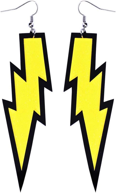 Women's 80s Costume Accessories Fashion Retro Neon Lightning Earrings - Yellow