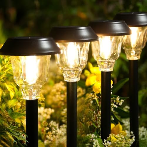 Solar Lights Outdoor Waterproof, 6 Pack Metal Glass Solar Pathway Lights Outdoor, Bright LED Outdoor Solar Lights for Yard Garden Path Walkway Solar Lights Outdoor Waterproof, 6 Pack Metal Glass Solar Pathway Lights Outdoor, Bright LED Outdoor Solar Lights for Yard Garden Path Walkway