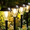 Solar Lights Outdoor Waterproof 6 Pack Metal Glass Solar Pathway Lights Outdoor Bright LED Outdoor Solar Lights for Yard Garden Path Walkway