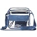 Clear Stadium Bag with Denim Trim | NFL NCAA PGA NASCAR Approved 10 x 10 x 5 Crossbody Messenger with Adjustable Shoulder Strap | 2018 Dakbee Original with Zippered Pockets| Bonus Denim Privacy Clutch