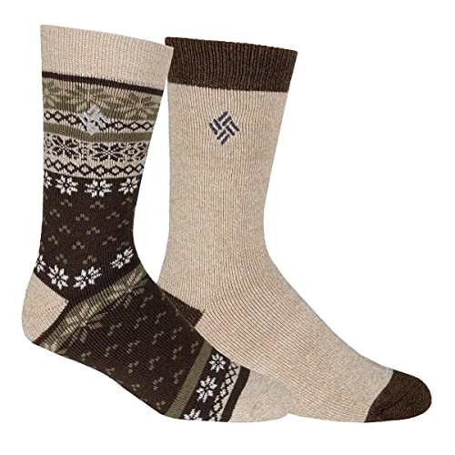 Columbia Men's Medium-Weight Fleece-Lined Thermal Crew Socks (BROWN FAIRISLE)