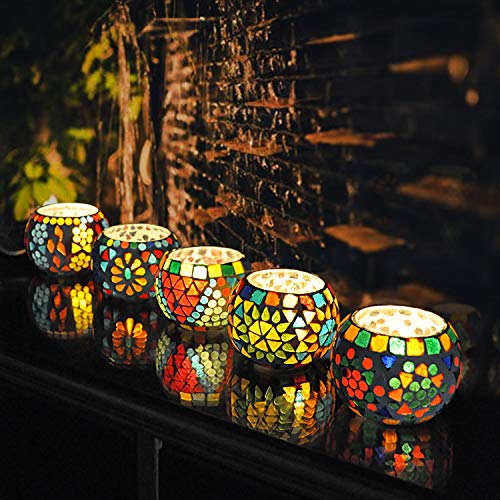 Set Of 10 Valentine's Day Decor Love Gift Living Room Bedroom Fireplace Decorative Colorful Mosaic Glass Candle Holder Wedding Decoration Event Party Supplies Tea Light Votive #TOP2