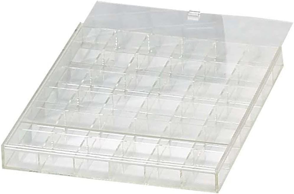 BIN BUDDY Crafter's 36 Compartment Box | 11.75" (29.8 cm) x 8" (20.3 cm) x 1.25" (3.2 cm) | 36 Uniform Compartments | Clear Acrylic | Sliding Lid | Ideal for Scrapbooking & Crafts