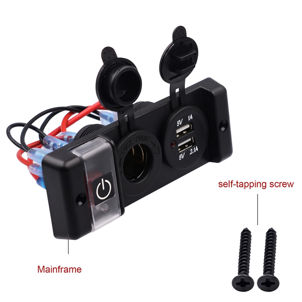 Vaguelly Presa per Auto USB con Interruttore Automatico e Funzione Waterproof, Presa Accendisigari con Doppio USB per Auto, Barca, Camper