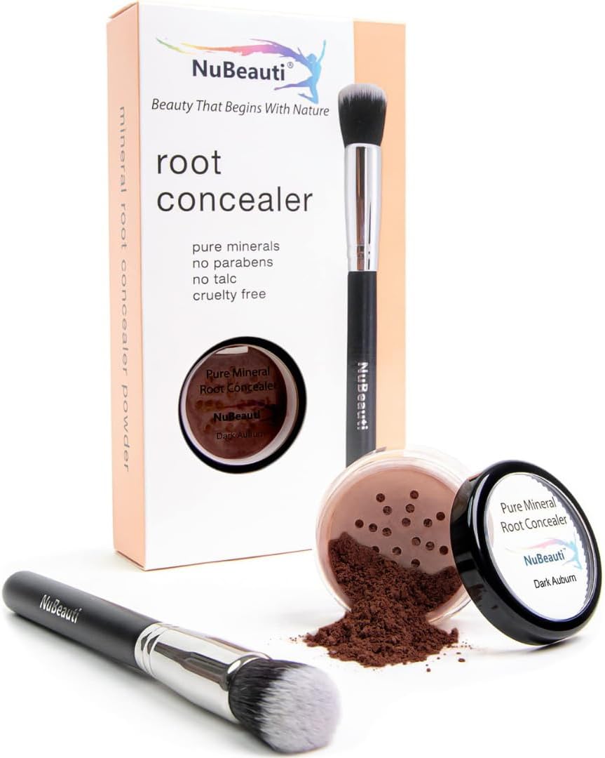 Hair Root Touch Up Powder - Dark Auburn - 11 True-to-Nature Root Concealer Shades - Long-lasting, Zero Fragrance, Talc or Parabens - With Brush