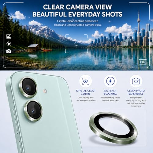 Image of ArmourPro Camera Lens Protector for Redmi Turbo 5 Tough HD Individual Aluminum Alloy Rings 9H Camera Cover, Scratch-Resistant,Camera Lens Protection| Green, 1 Pack