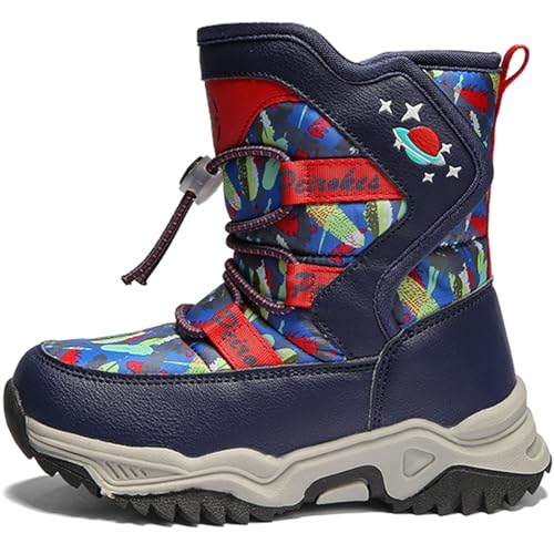 WUIWUIYU Kids Boys Girls Outdoors Lightweight Thick Fur Lined Hook&Loop Antislip Winter Snow Boots Cute Booties2