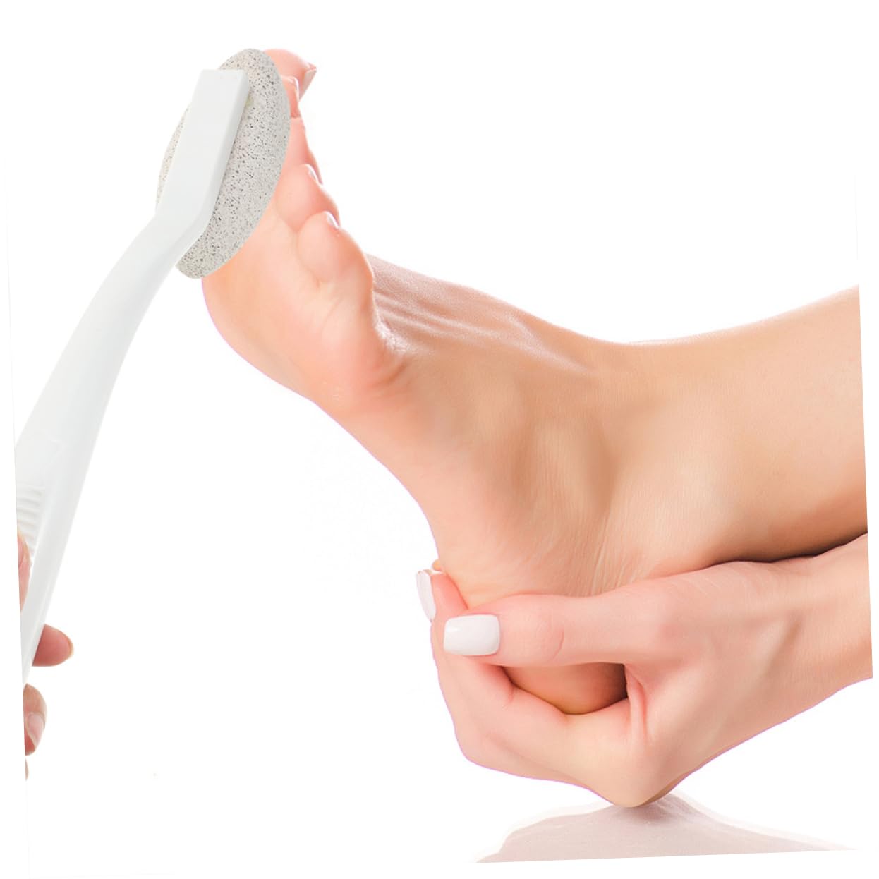 2 Limas de Pedicura Portátiles para Pies Mango Largo y Piedra Pómez de Abs, Herramienta para Eliminar Durezas y Células Muertas, Apta todo Tipo de Pieles