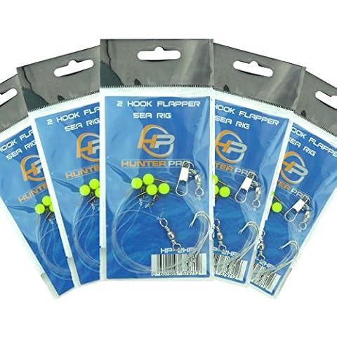 Hunter Pro Sea Fishing Rigs X 5. 2 Hook Flapper Rig Sea Fishing Set Cover