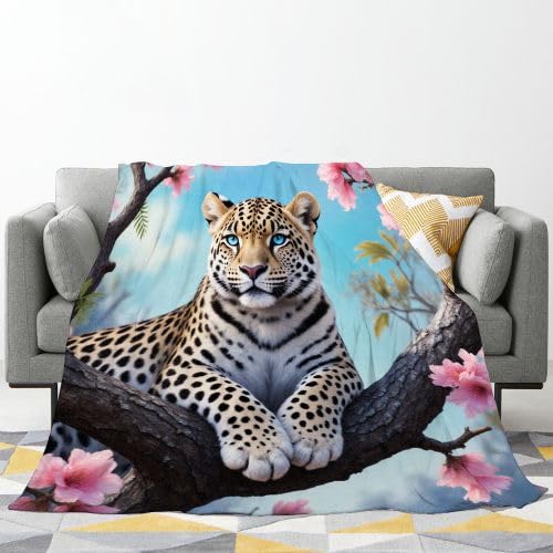 Podwójny koc polarowy 220 x 240, zwierzę lampart, całkowity komfortowy koc 220 x 240 cm | Rozmiary king size, delikatna i trwała tkanina, luksusowy sen B216