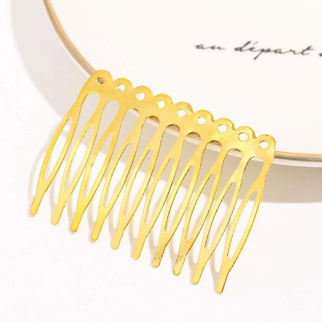 16 Pezzi Pettini Laterali in Metallo 10 Denti, pettinini per Velo, Lato per Capelli per Capelli da Donna Francese con Denti per Accessori per Capelli con Clip per Chignon Argentato & Oro