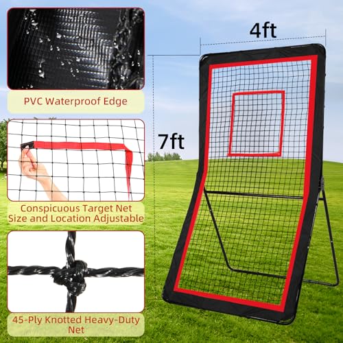 image for amazgolf Lacrosse Rebounder Net,4x7ft Volleyball Rebounder with 5 Adju