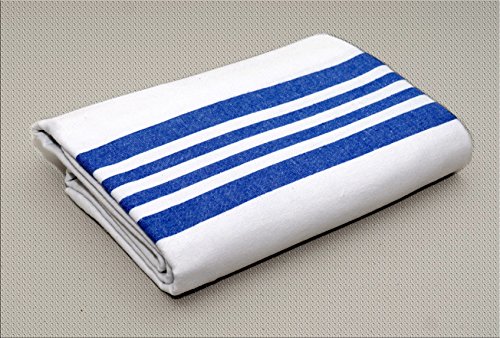 Olympus Heavy Napping Confort Blankets (White with Blue Stripe) by BH Medwear