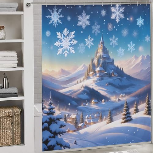 Rideau de douche château en polyester imperméable pour baignoire 183x183cm