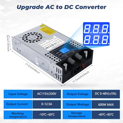 AC to DC Converter 60V DC Power Supply Adjustable 0-60V 0-10A SMPS Max 600W Switching Power Supply for Led Strip, Motor Pump, CCTV, 3D Printer, Lab Computer2