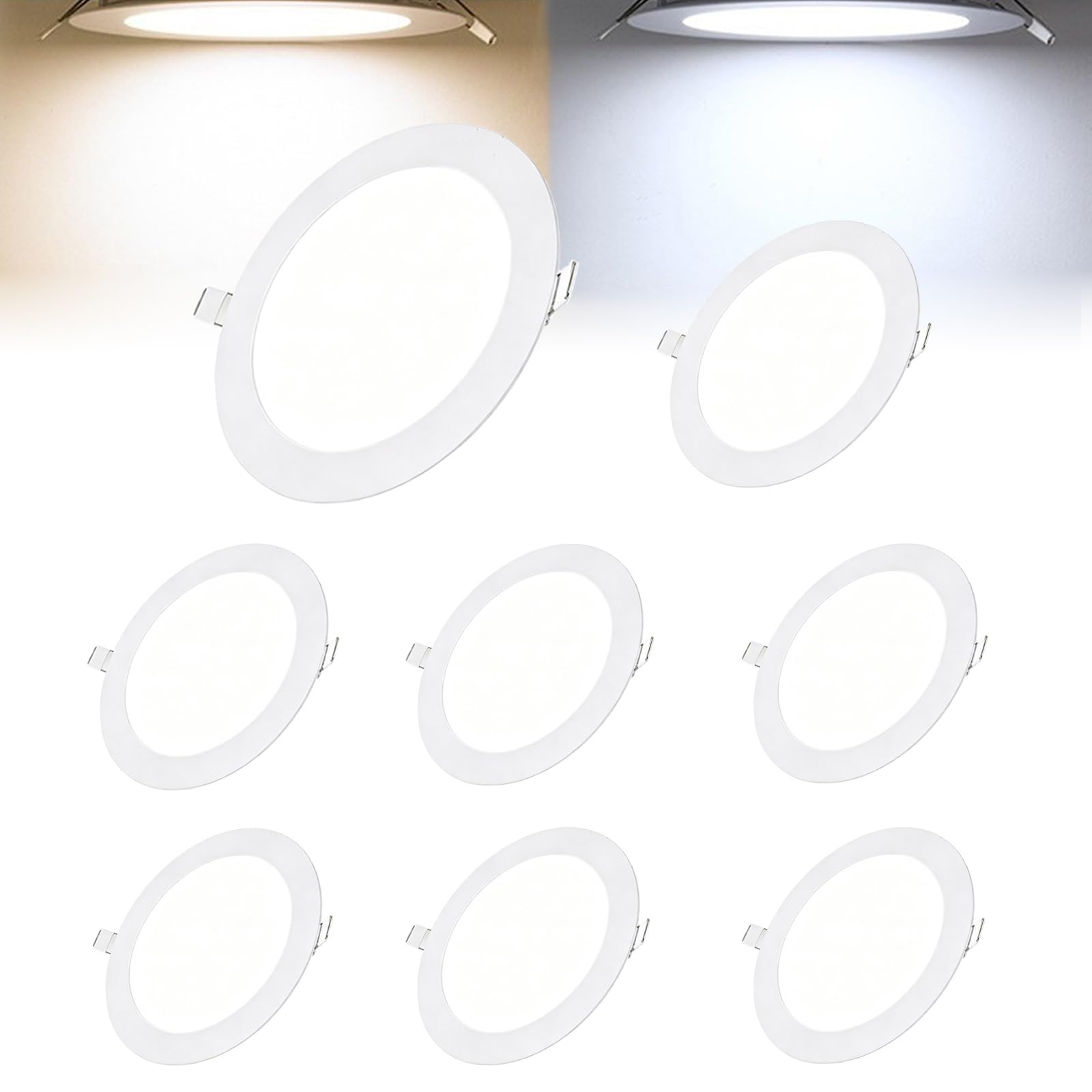 Tashace LED Recessed Downlight Panel Pack of 8 Ultra Thin Round Ceiling Spotlight(Warm Light,12w/167mm)