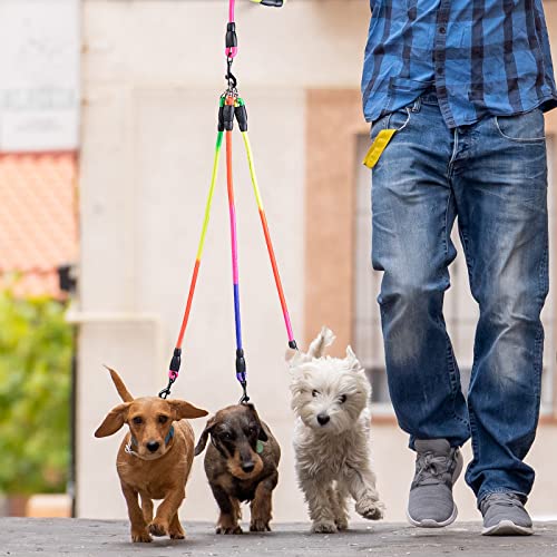 3-in-1 Hundeleine mit Verstellbarer Abnehmbarer Kupplung - 75 Zoll Doppelte Leinen für Hunde um 360 drehbar für EIN, Zwei oder DREI Hunde - Ideal zum Pet Walking und Wandern