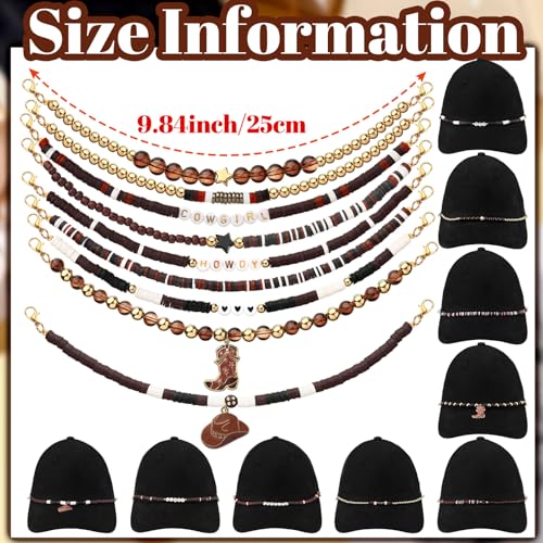 Image of Geyoga 9 Pcs Trucker Hat Chains Trucker Hat Charms Women Man Bill Decoration Detachable DIY Metal Chain for Mesh Baseball Cap(Brown,Western)