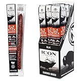 ICON Meats Elk and Pork Snack Sticks - Original Flavor - 24 Pack of Individually Wrapped Jerky Meat Sticks, USDA Approved, All Natural, Diet Friendly, High Protein, Low Calorie, Sugar Free