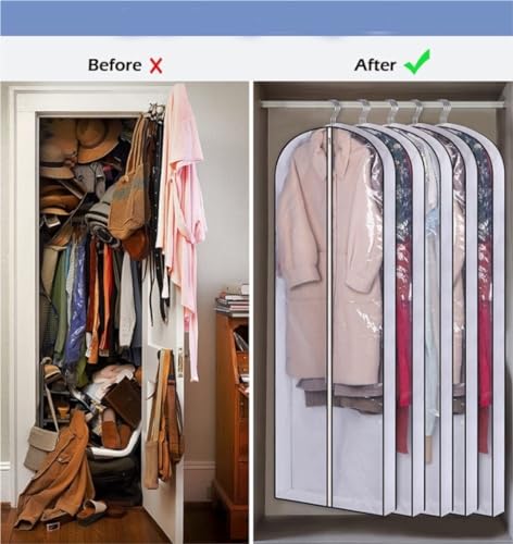 Clothes Cover Hanging Clear Clothes Bag with 4" Gusseted Garment Bag Suit Bag for Closet Suit Bags (Color : 3pcs, Size : 58 * 10 * 137cm)4