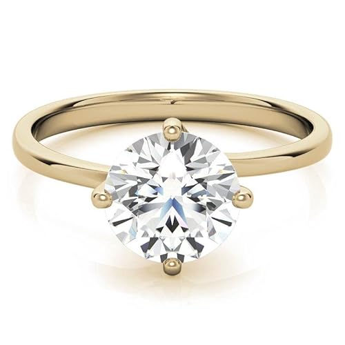 925 Silver, 10K/14K/18K Solid Gold Moissanite Engagement Ring, 2.5 Ct Round Cut Handmade Diamond Ring Solitaire Wedding / Bridal Ring For Women/Her, Anniversary Propose Gifts (925 Silver (Yellow Gold Plated)) #TOP4