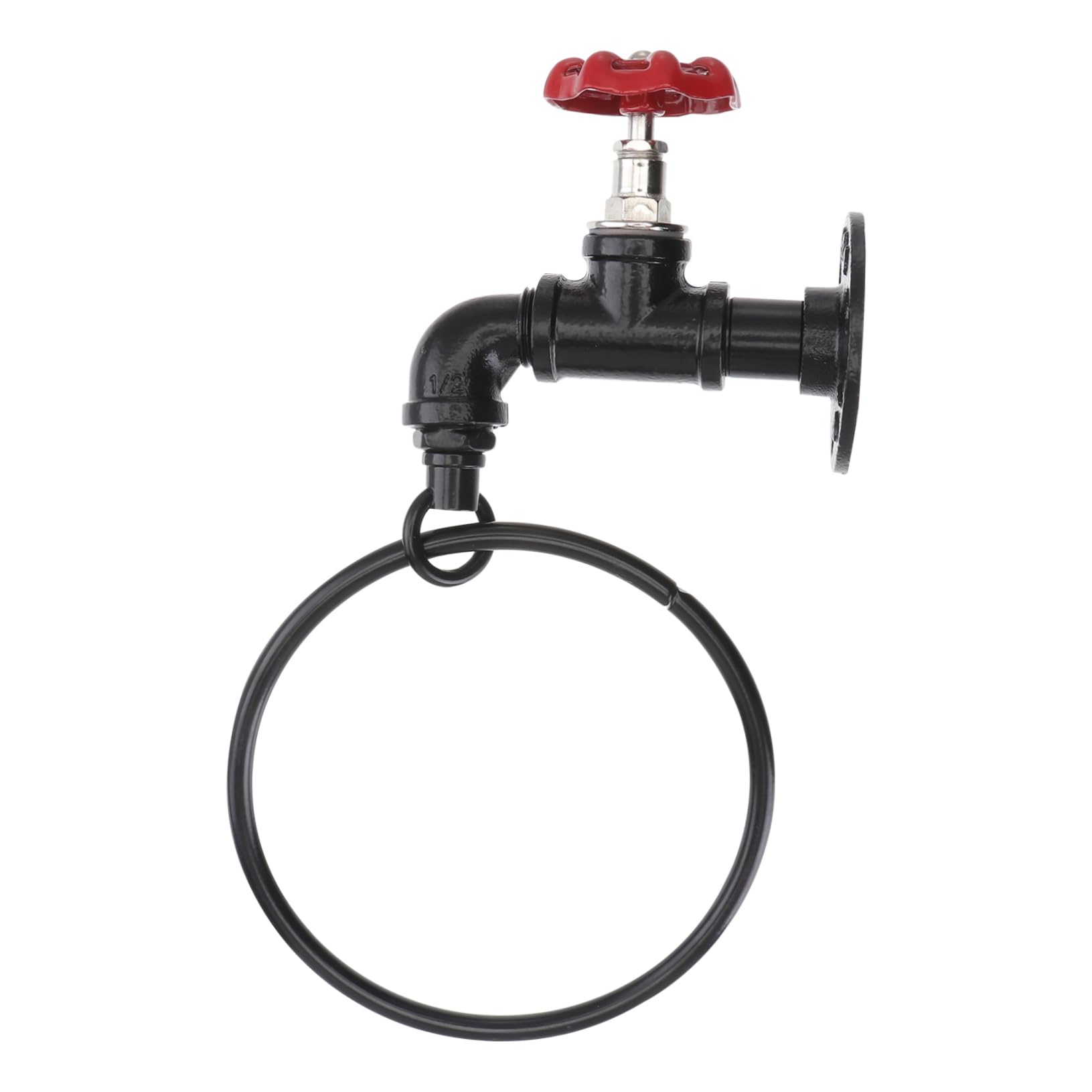 1Pc Durable Towel Rack Creative Hanging Towel Holder for Bathroom and Kitchen Simple Installation Towel Ring Hook Stylish Design Black