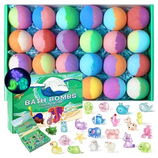 Bath Bombs for Kids with Toys Inside - 24 Pack Kid Bath Bombs with Glow in The Dark Surprise Toys Inside, Easter Gifts for Kids Girls Boys, Easter Basket Stuffers, Organic Bubble Bath Fizzy