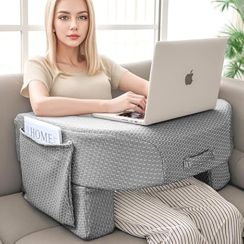 LEBENGURU Reading Pillow for Laptop, Extra Large Armrest Gaming Pillow for Working, Hight Adjustable Lap Desk Pillow for Adult Sitting in Bed, Floor, Sofa Cover