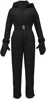 YfiDSJFGJ Women's Snow Pants, Winter Onesies, Ski Jumpsuit, Hooded Fur Collar, Outdoor Sports, Waterproof Snow Suits