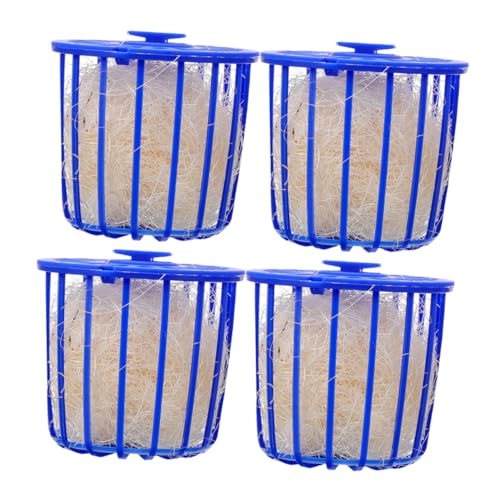 Kisangel 4個 鳥の巣 バスケットネット ハトの孵化の巣 ペット洗面器 オカメインコの巣箱 ぶら下がっているオウムの巣 鳩の入れ子ボウル オウムのぶら下がっている巣 プラスチック Blue
